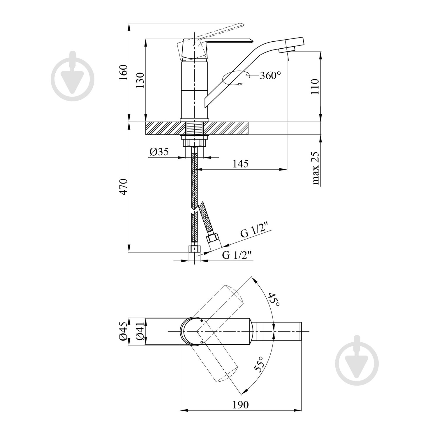 Смеситель для умывальника Kroner KRP Armada - C011 - фото 2