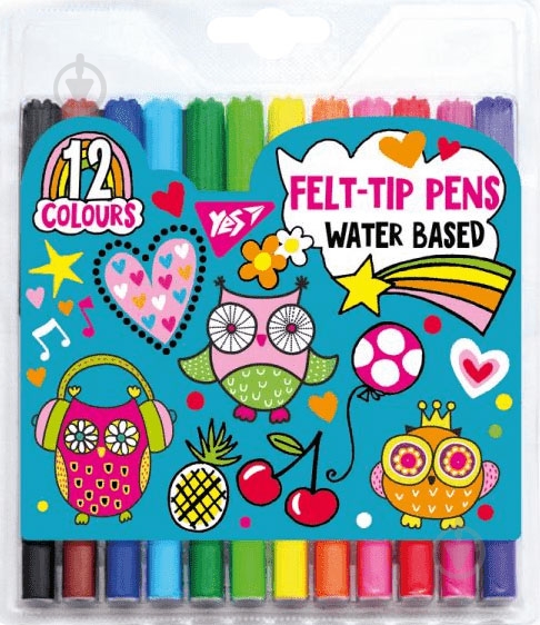 Фломастеры Disco Owls 12 цветов YES - фото 1