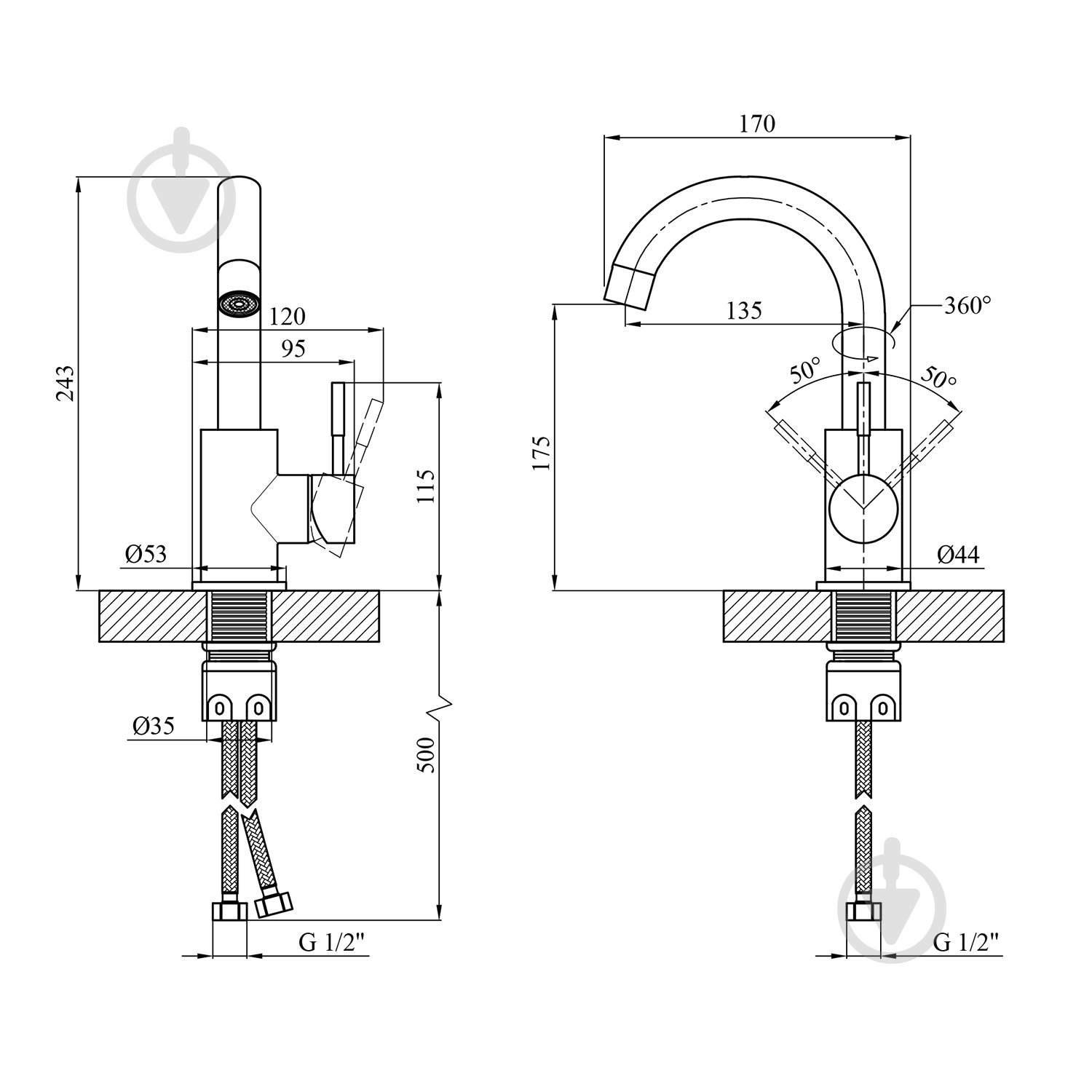Смеситель для умывальника Kroner KRP Edelstahl Klassisch - ESG011 - фото 3 Смеситель для умывальника Kroner KRP Edelstahl Klassisch - ESG011 - фото 3