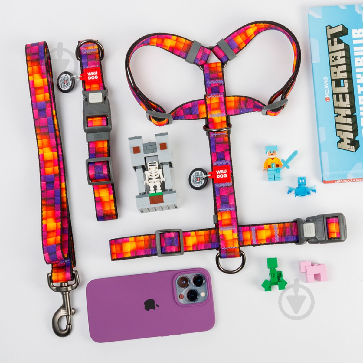 Нашийник Waudog Nylon малюнок "Куби 3Д" пластиковий фастекс S Ш15 мм Д25-35 см - фото 2