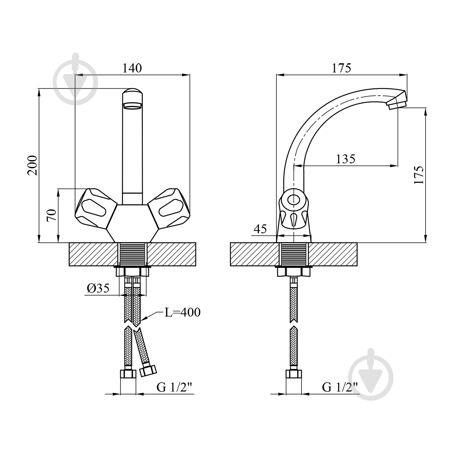 Смеситель для умывальника Kroner KRP Hamburg - C010 - фото 2