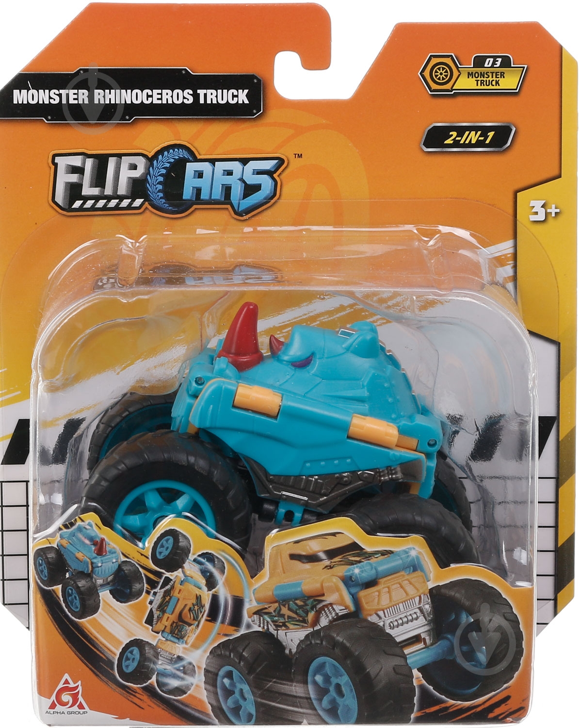 Машинка-трансформер Flip Cars 2 в 1 Монстр-трак Носорог EU463875A-03 - фото 1