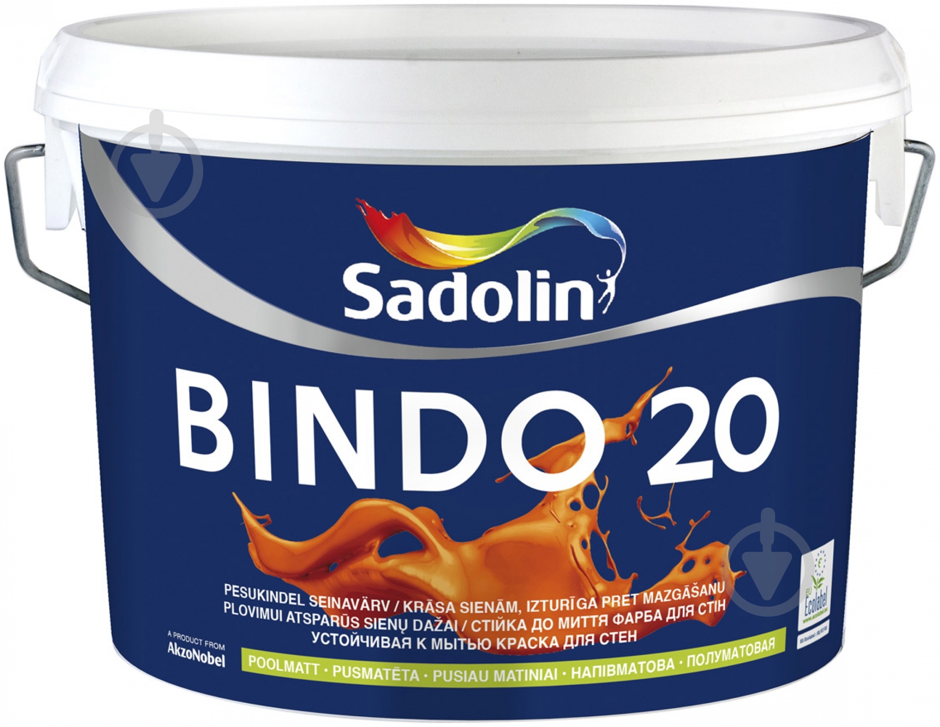 Краска латексная водоэмульсионная Sadolin Bindo 20 W2 полумат база под тонировку 2,5 л - фото 1