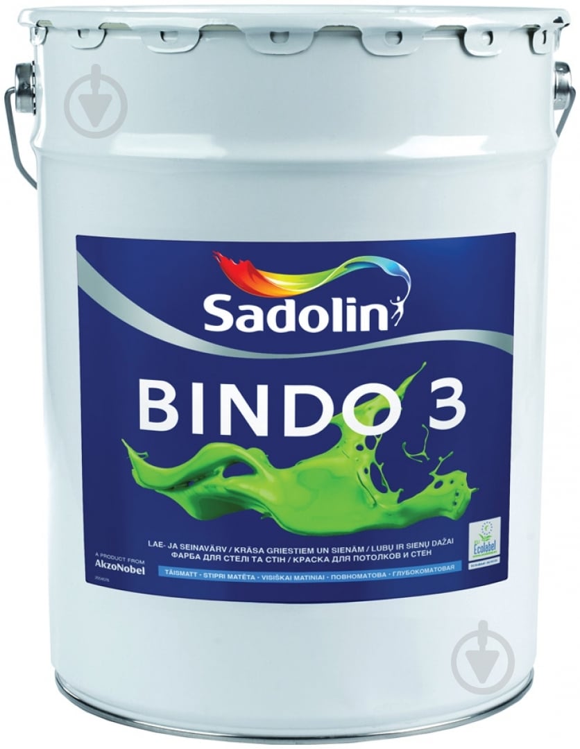 Краска латексная водоэмульсионная Sadolin Bindo 3 PROF глубокий мат белый 20 л - фото 1