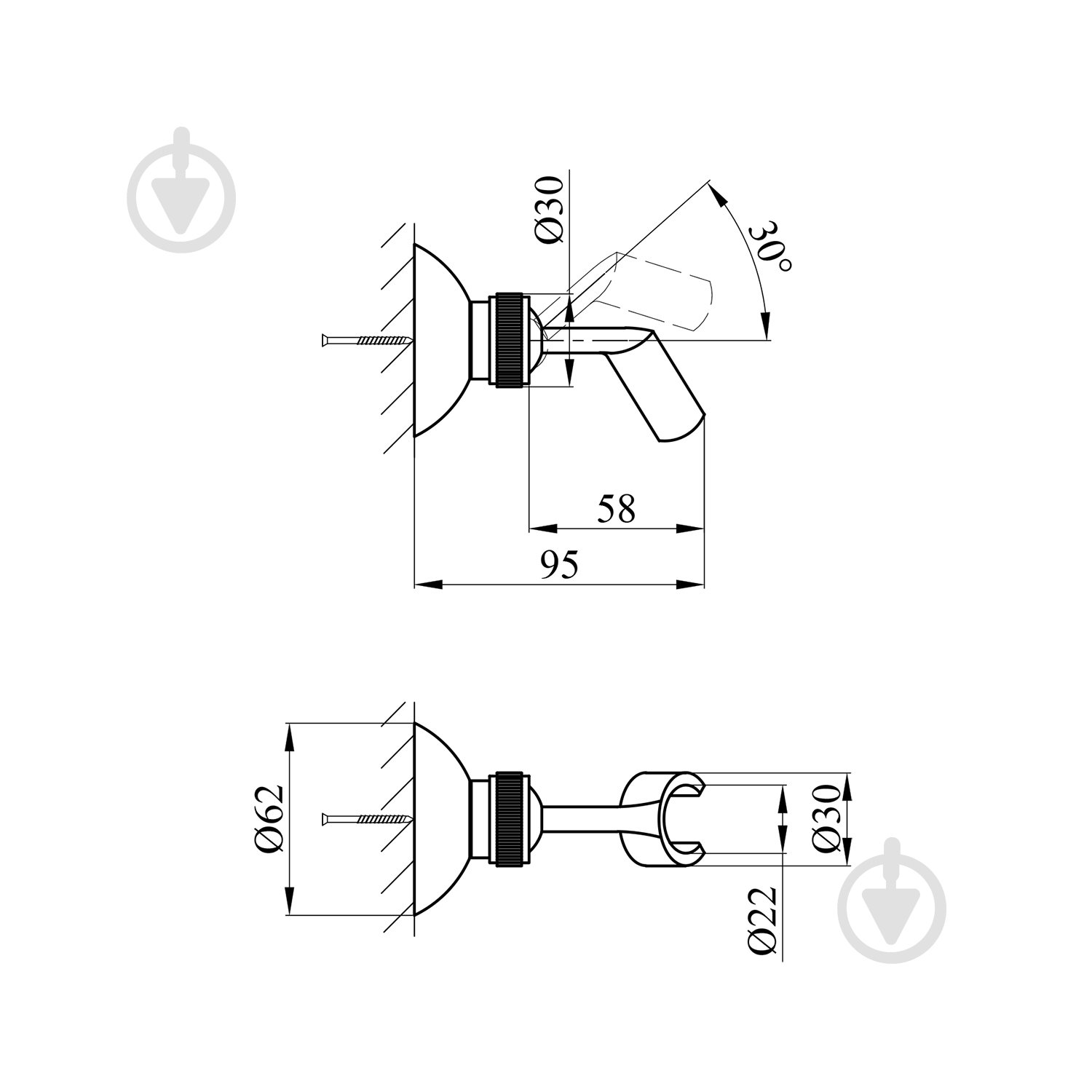 Тримач для душу Kroner KRM - C921 - фото 2 Тримач для душу Kroner KRM - C921 - фото 2