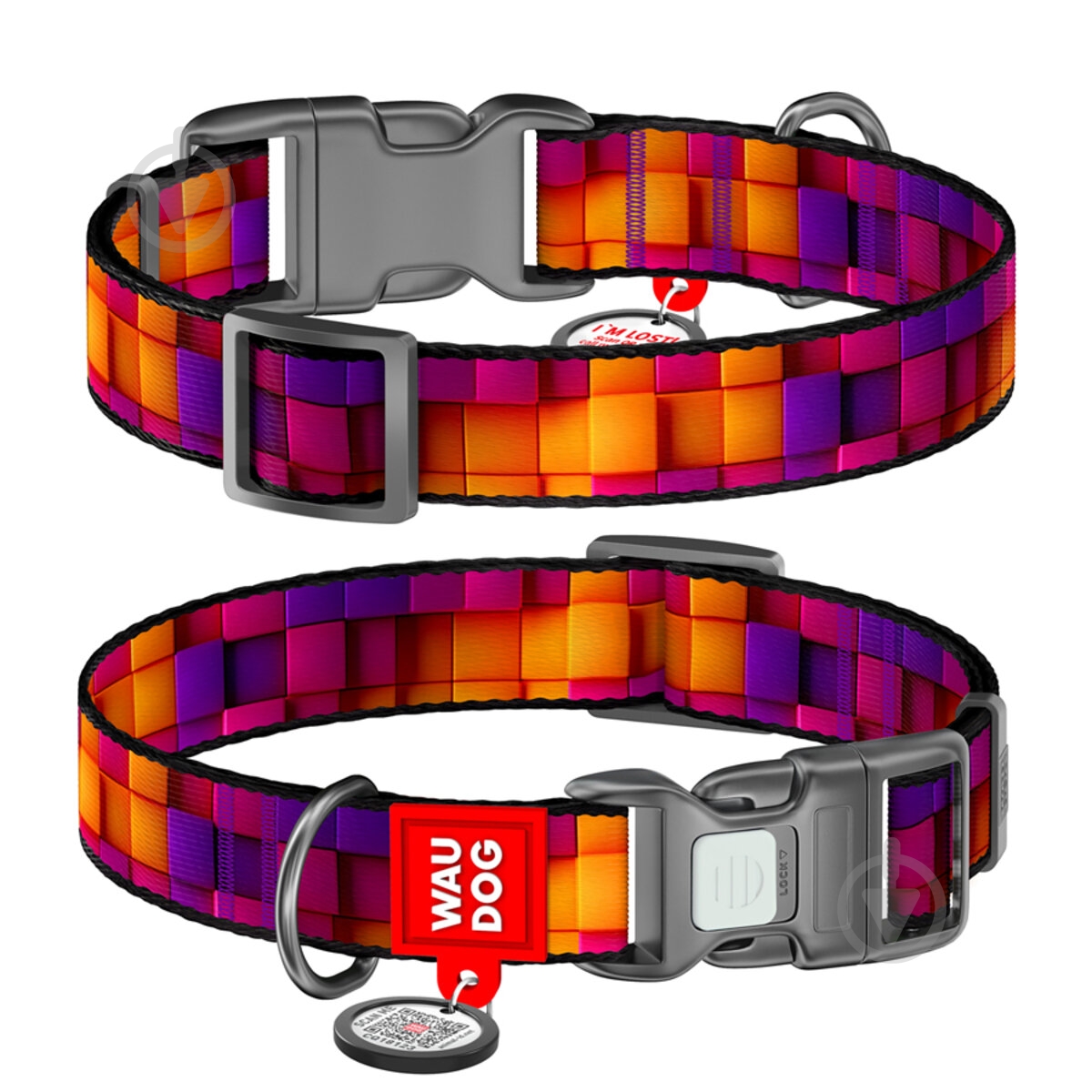 Нашийник Waudog Nylon малюнок "Куби 3Д" пластиковий фастекс XL Ш25 мм Д37-58 см - фото 1 Нашийник Waudog Nylon малюнок "Куби 3Д" пластиковий фастекс XL Ш25 мм Д37-58 см - фото 1