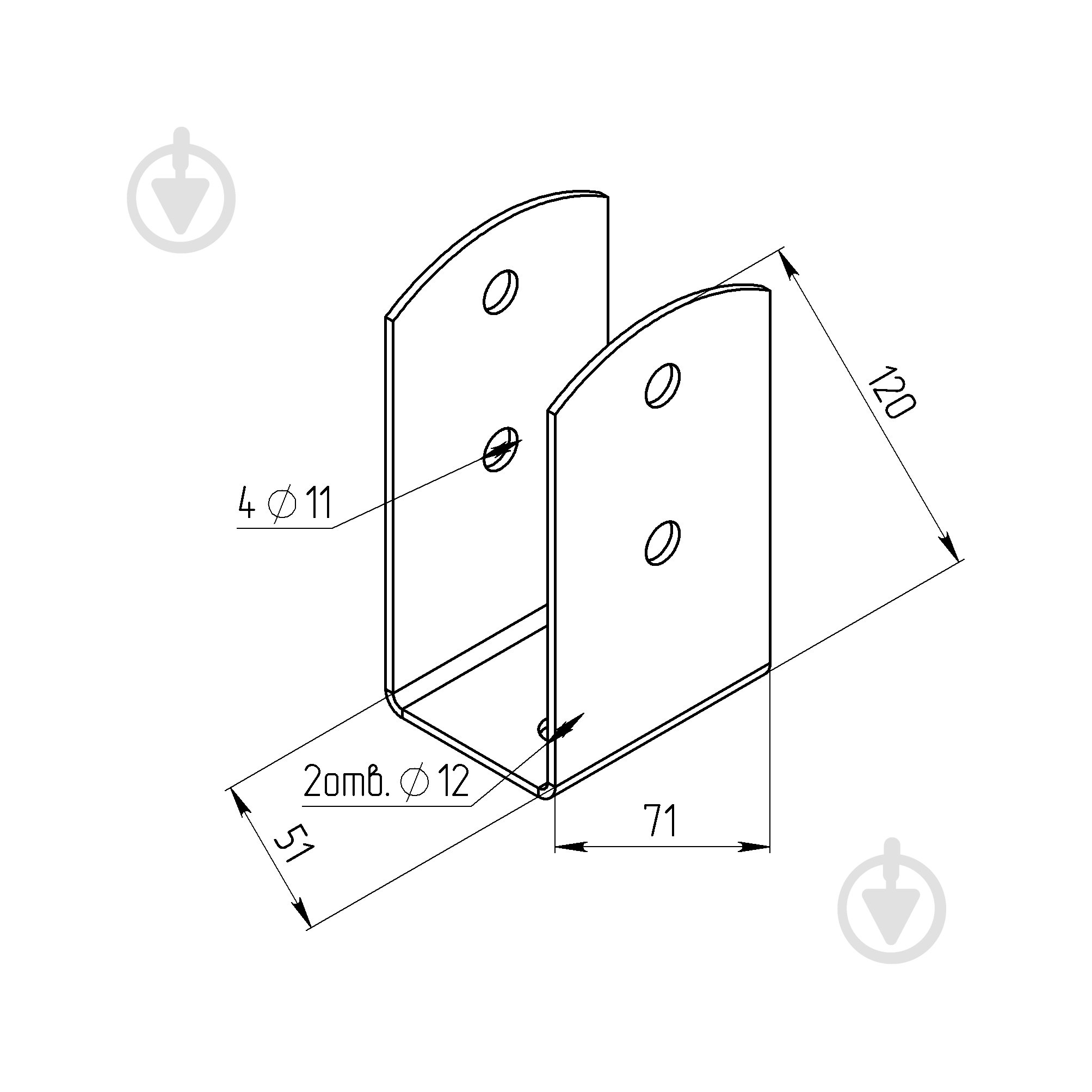 Опора колонны U-образная 51х71х120 т.2,5мм Профсталь - фото 2 Опора колонны U-образная 51х71х120 т.2,5мм Профсталь - фото 2