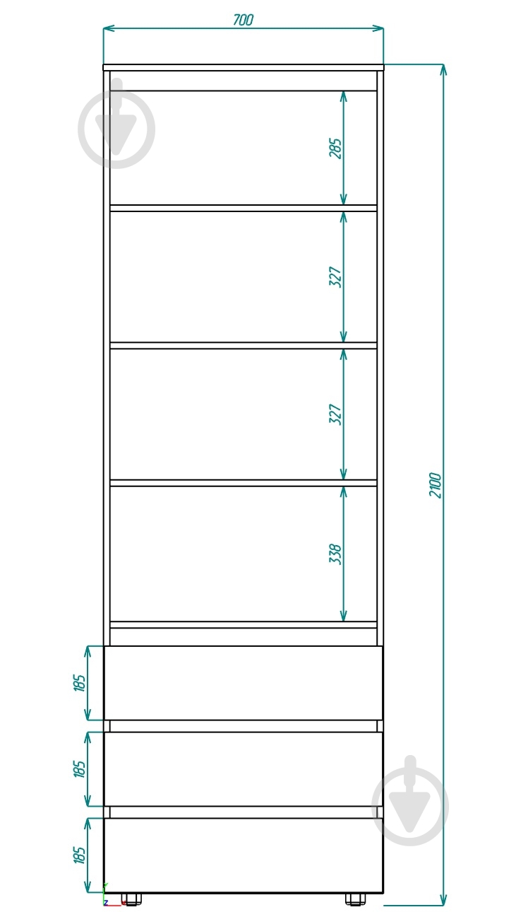 Шафа для одягу DC STEVE з поличками 2100х700х500 мм німфея альба / німфея альба - фото 3 Шафа для одягу DC STEVE з поличками 2100х700х500 мм німфея альба / німфея альба - фото 3