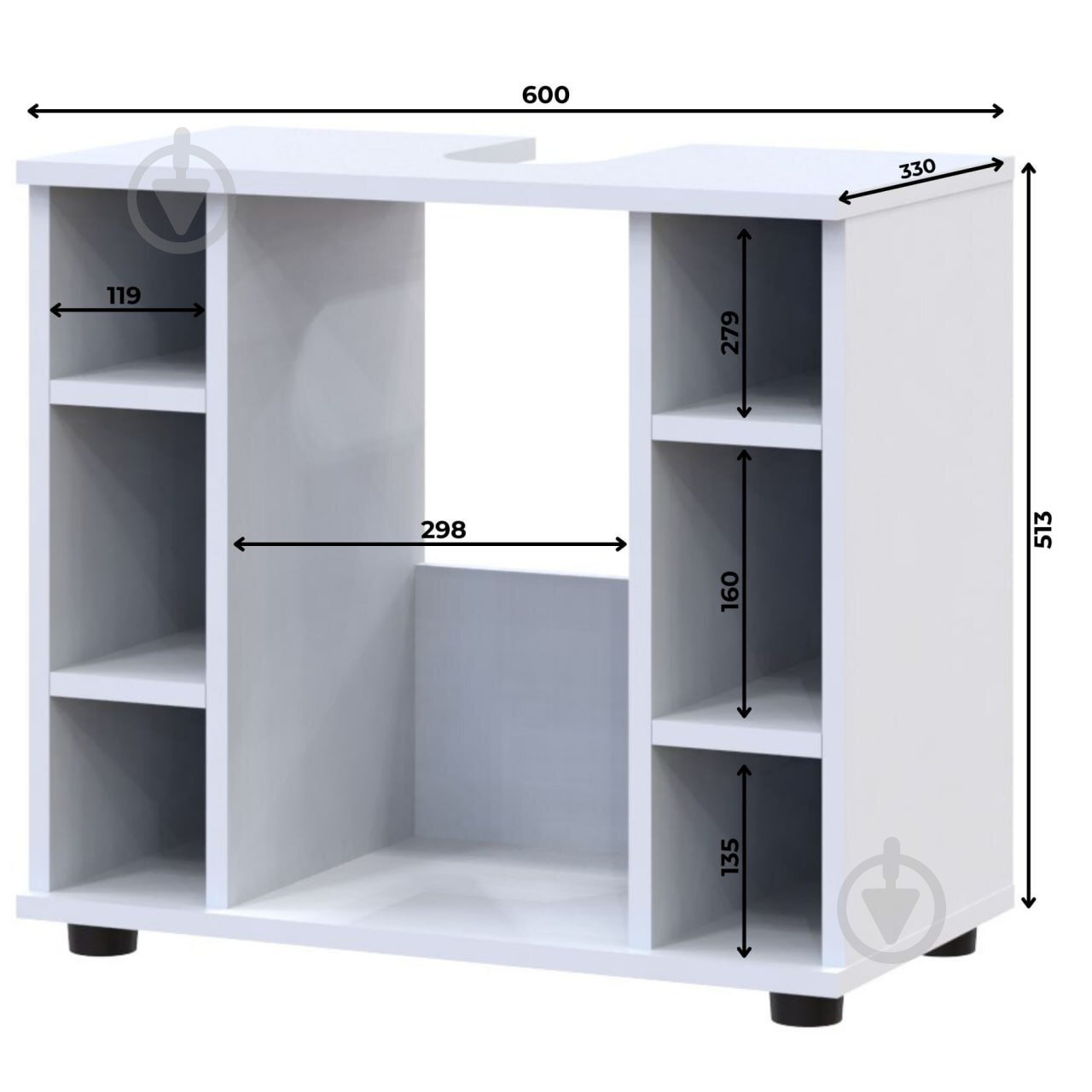 Тумба под умывальник Doros Мира ДСП 60х33х54 - фото 3 Тумба под умывальник Doros Мира ДСП 60х33х54 - фото 3