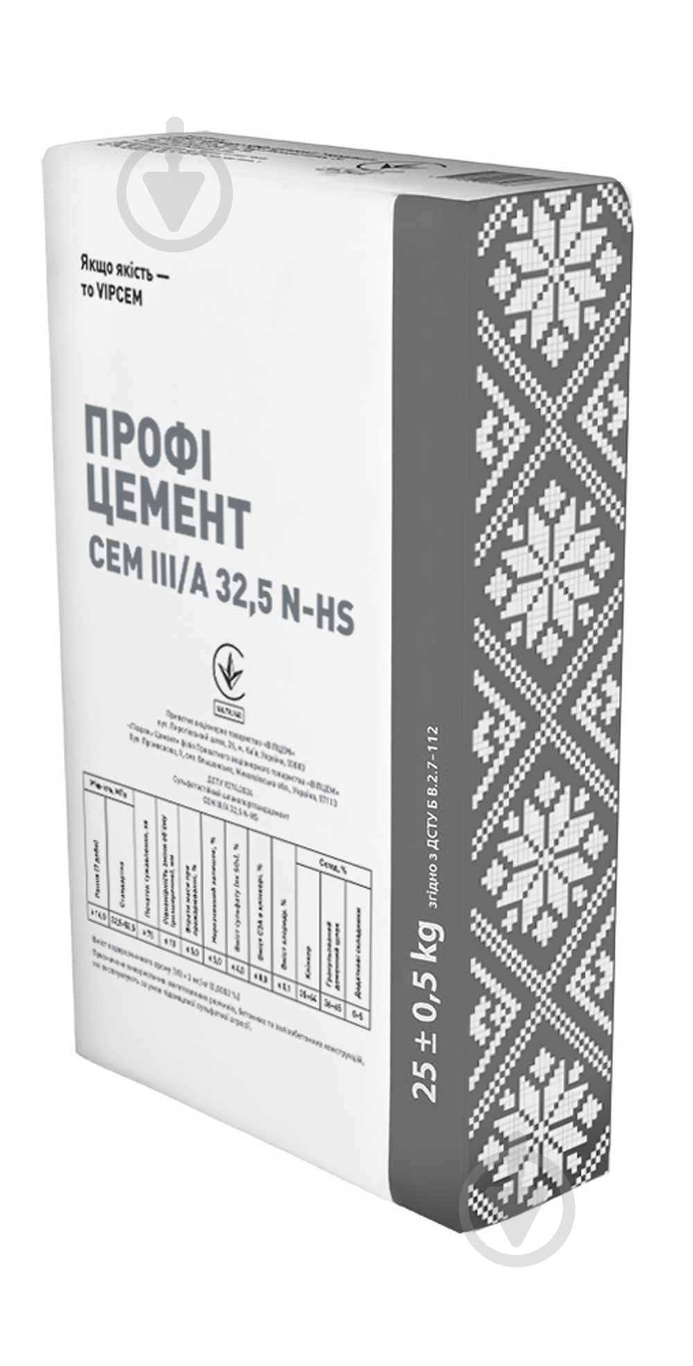 Цемент VIPCEM СС ШПЦ- 400 25 кг (CEM IIІ/А 32,5 N-HS) - фото 1