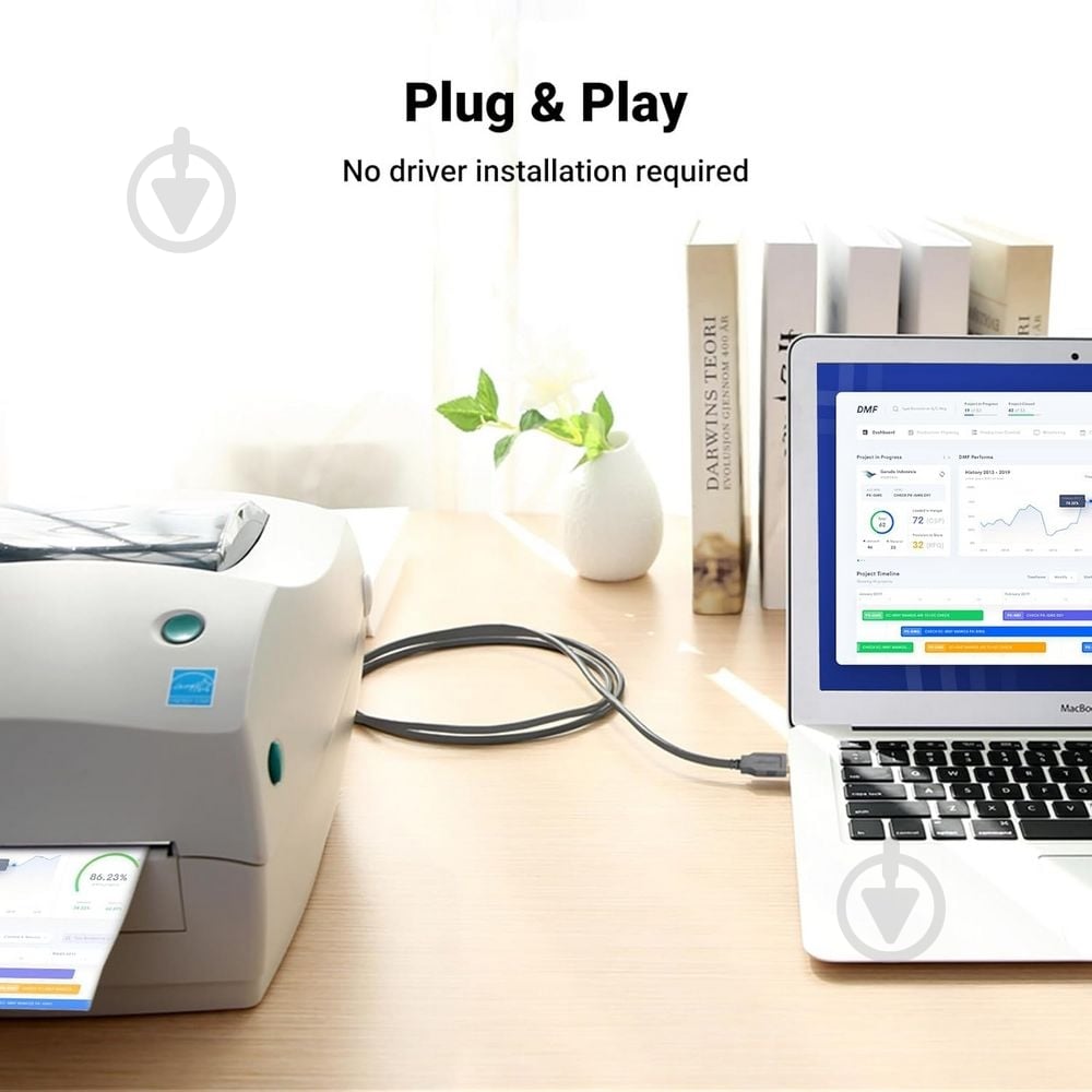 Кабель для принтера UGREEN US167 USB to DB25 Parallel Printer 2 м black (20224) - фото 3 Кабель для принтера UGREEN US167 USB to DB25 Parallel Printer 2 м black (20224) - фото 3