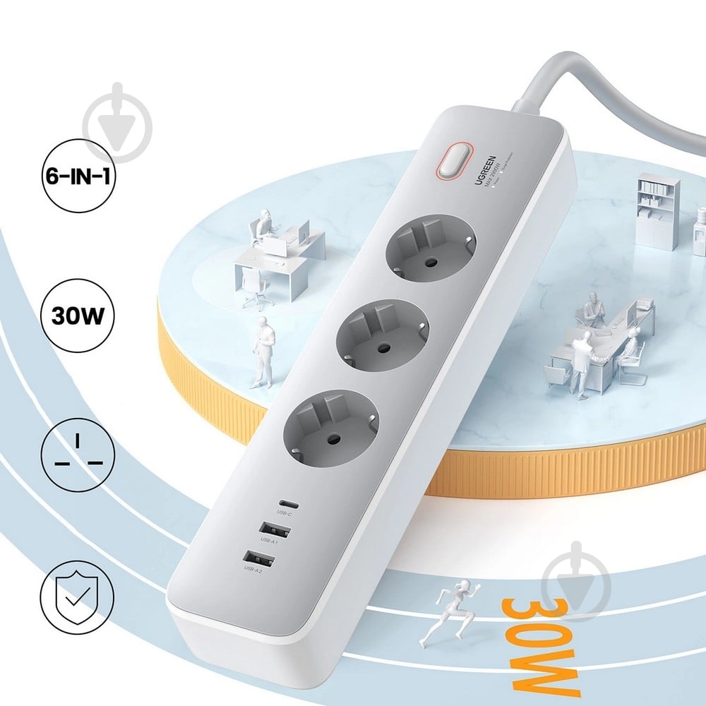 Сетевой фильтр UGREEN Power Strip with Master Switch - фото 4