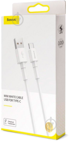 Кабель BASEUS Mini White Type-C Cable 3A 1 м белый - фото 2