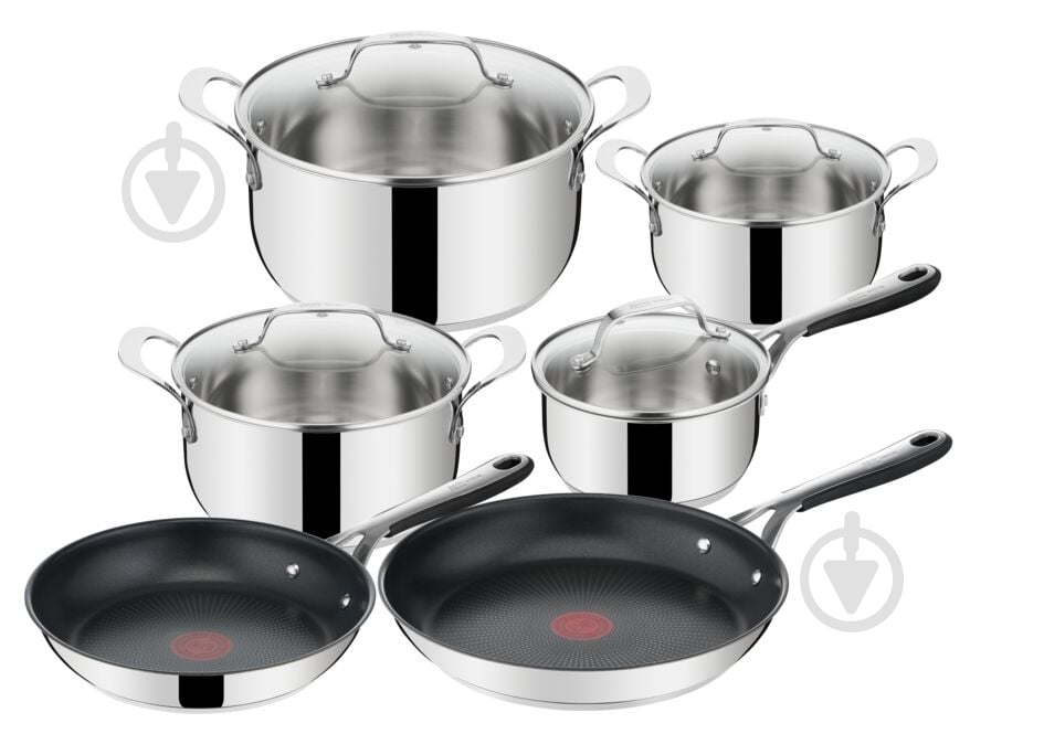 Набор посуды Tefal 10 предметов Jamie Oliver Kitchen Essential E314SA74 - фото 1