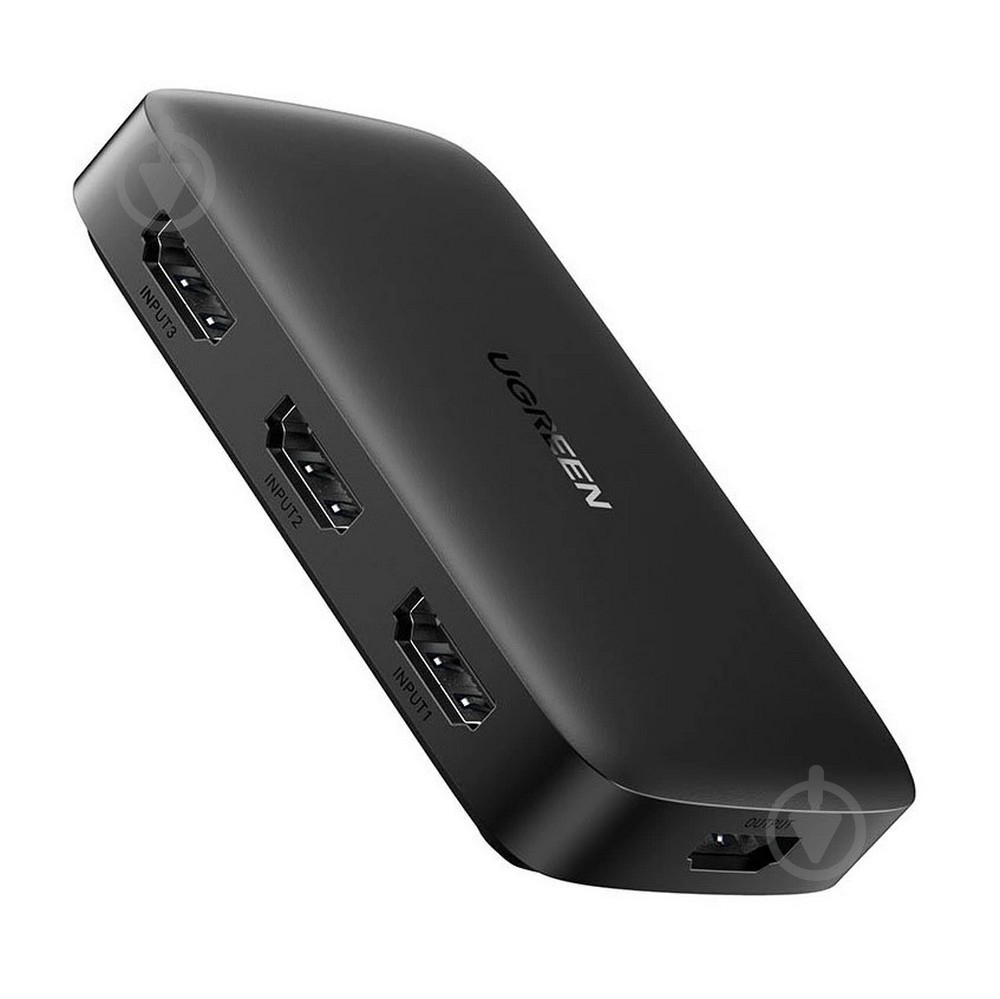 Сплиттер UGREEN CM332 HDMI 3x1 Switcher 4K@30Hz Black (80125) - фото 1
