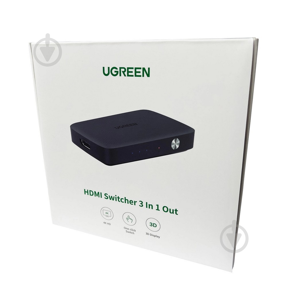Сплиттер UGREEN CM332 HDMI 3x1 Switcher 4K@30Hz Black (80125) - фото 4