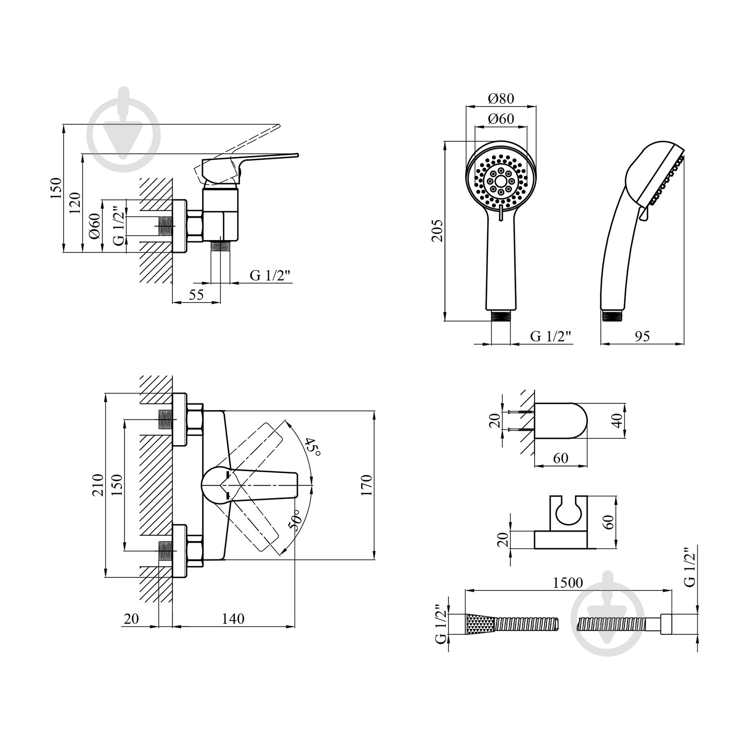 Смеситель для душа Kroner KRP Hagen - C050 - фото 2 Смеситель для душа Kroner KRP Hagen - C050 - фото 2