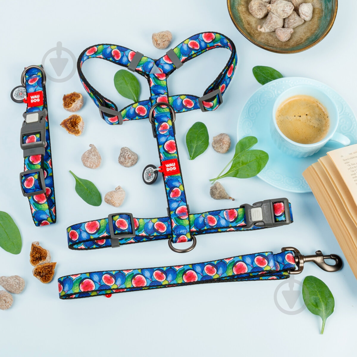 Поводок Waudog Nylon рисунок "Инжир" М Ш20 мм Д122 см - фото 3