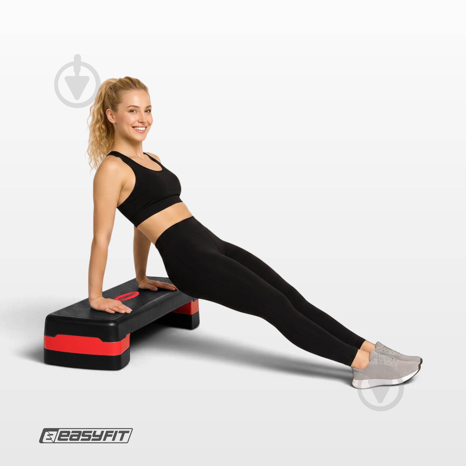Степ-платформа EasyFit 2-ступінчаста чорний з червоним - фото 5