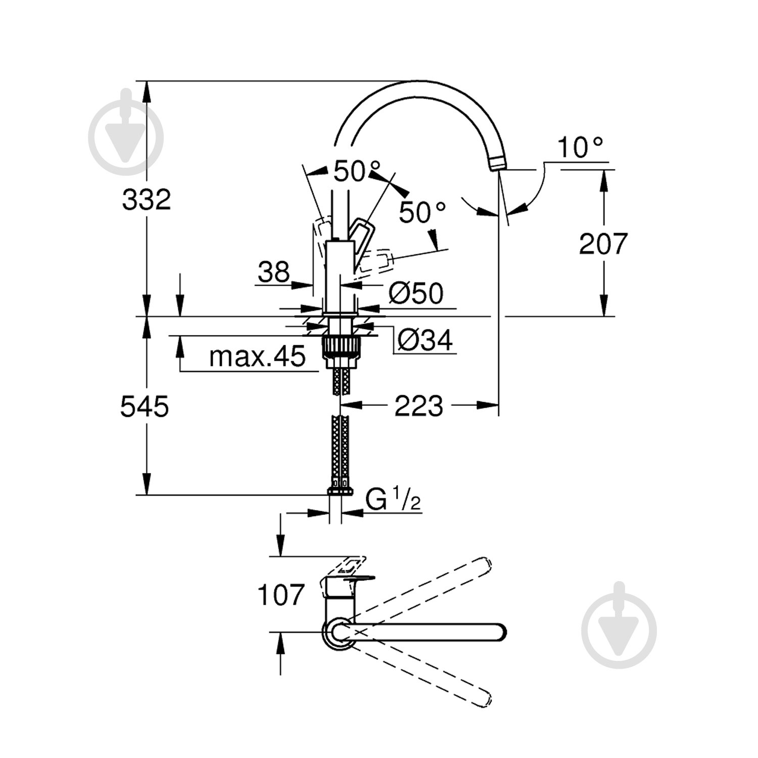 Змішувач для кухні Grohe BauLoop 31232001 - фото 2 Змішувач для кухні Grohe BauLoop 31232001 - фото 2