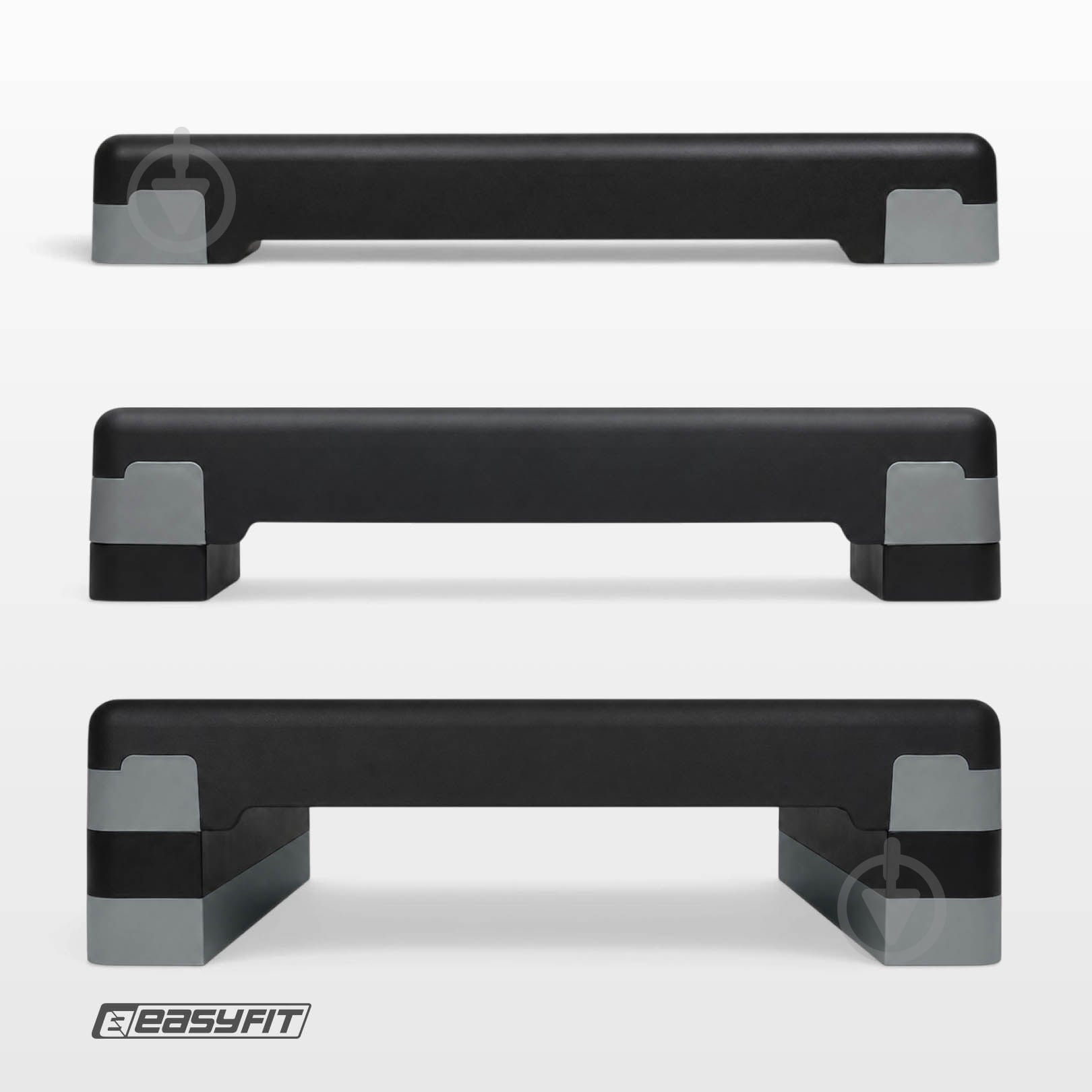 Степ-платформа EasyFit Step-B 3-ступенчастая черный-серый - фото 4