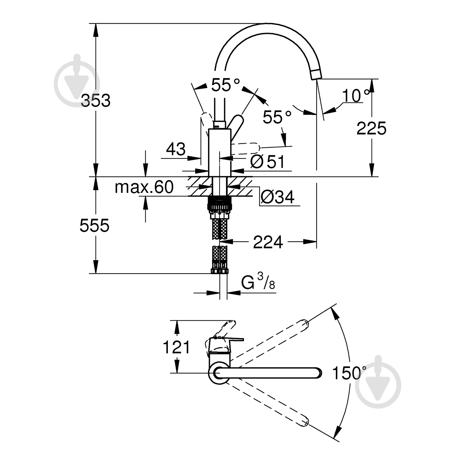 Смеситель для кухни Grohe QuickFix Get 31494001 - фото 2