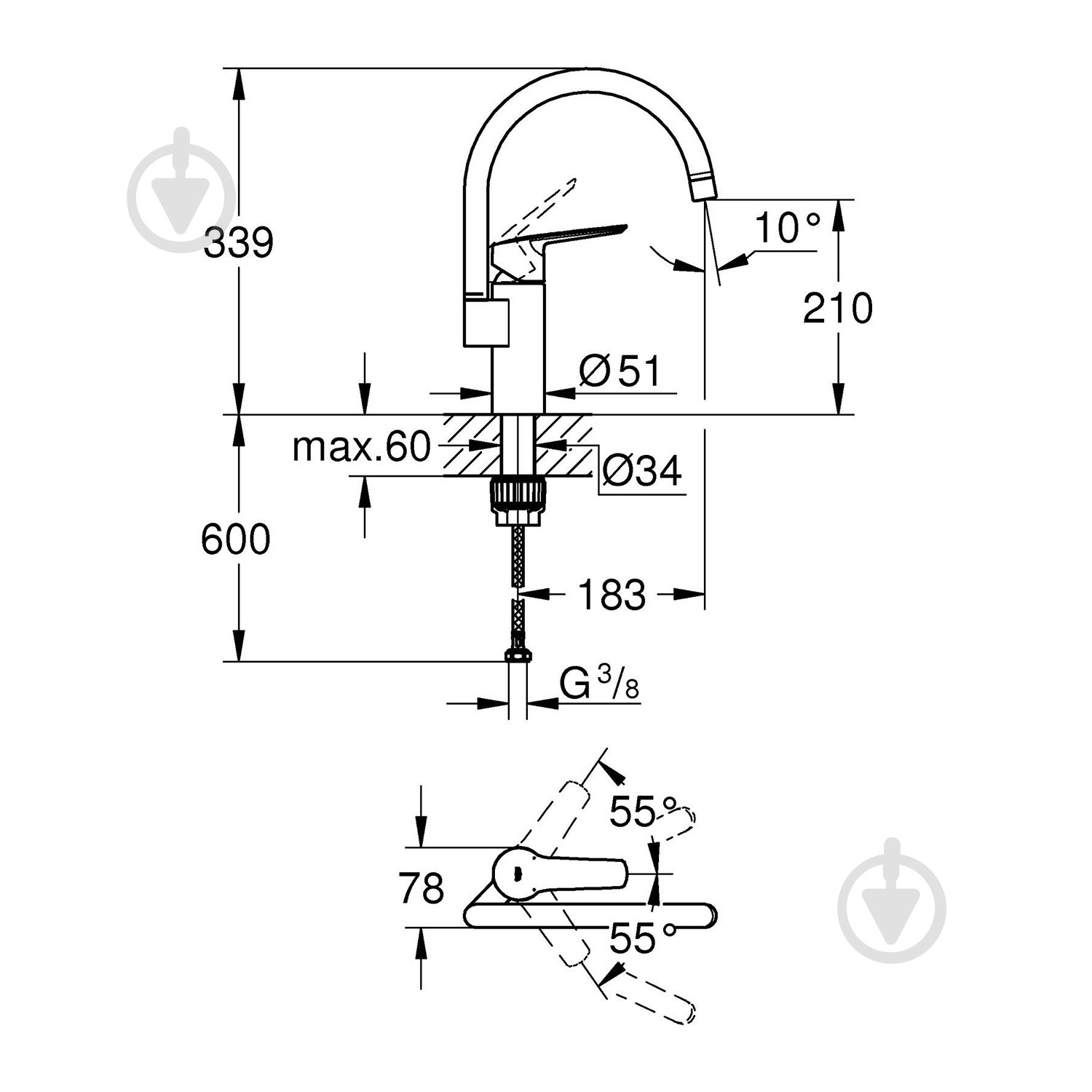 Змішувач для кухні Grohe QuickFix Start 304692430 - фото 2 Змішувач для кухні Grohe QuickFix Start 304692430 - фото 2