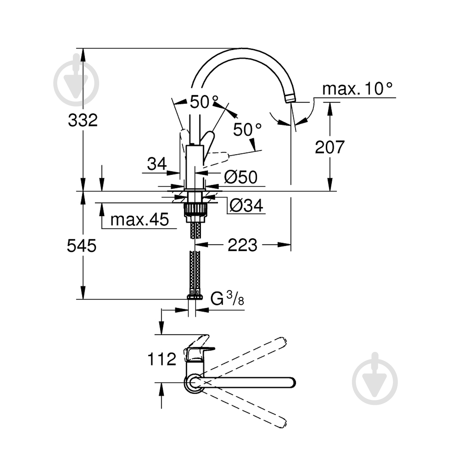 Смеситель для кухни Grohe StartCurve 31554001 - фото 2