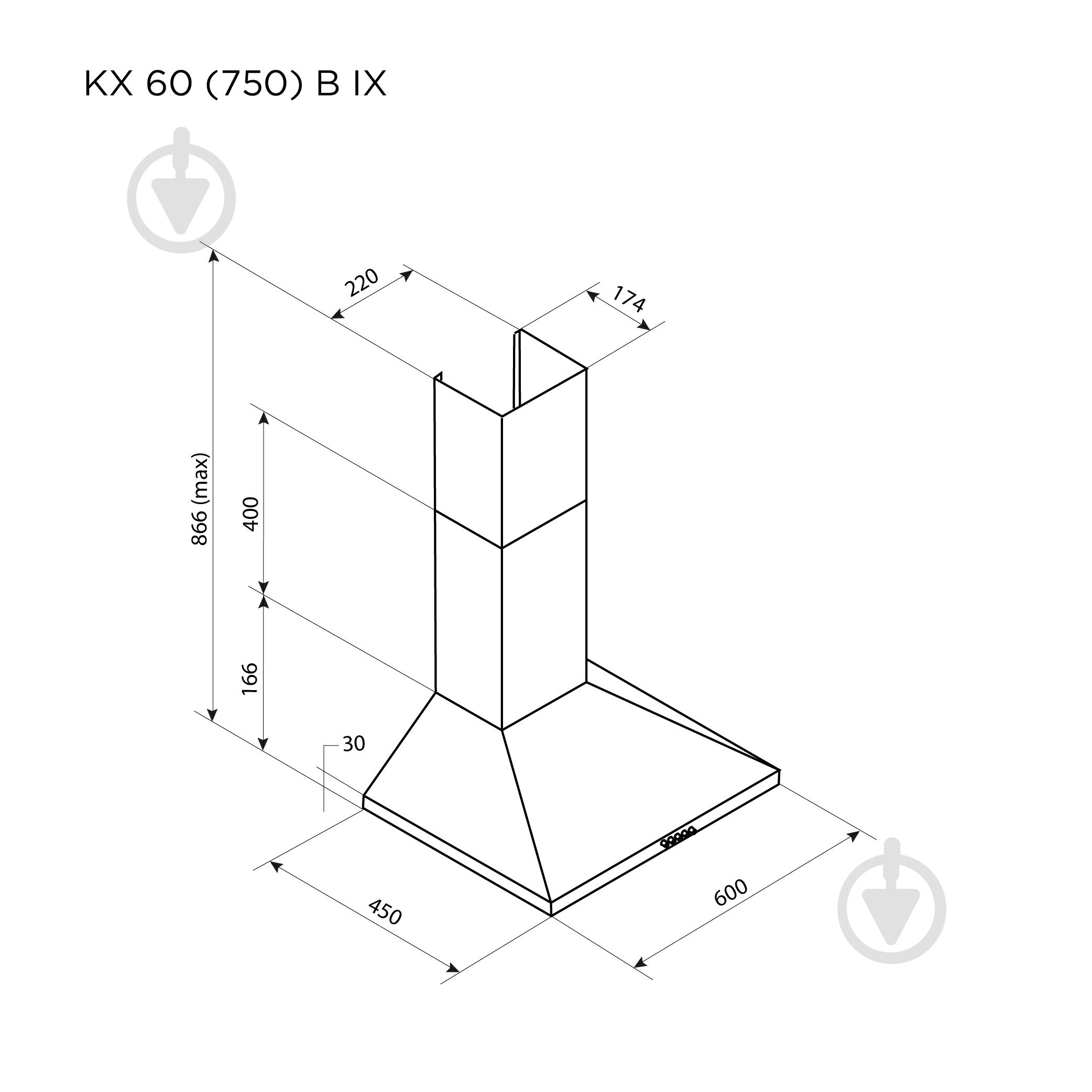 Витяжка Pyramida KX 60 (750) B WH - фото 6