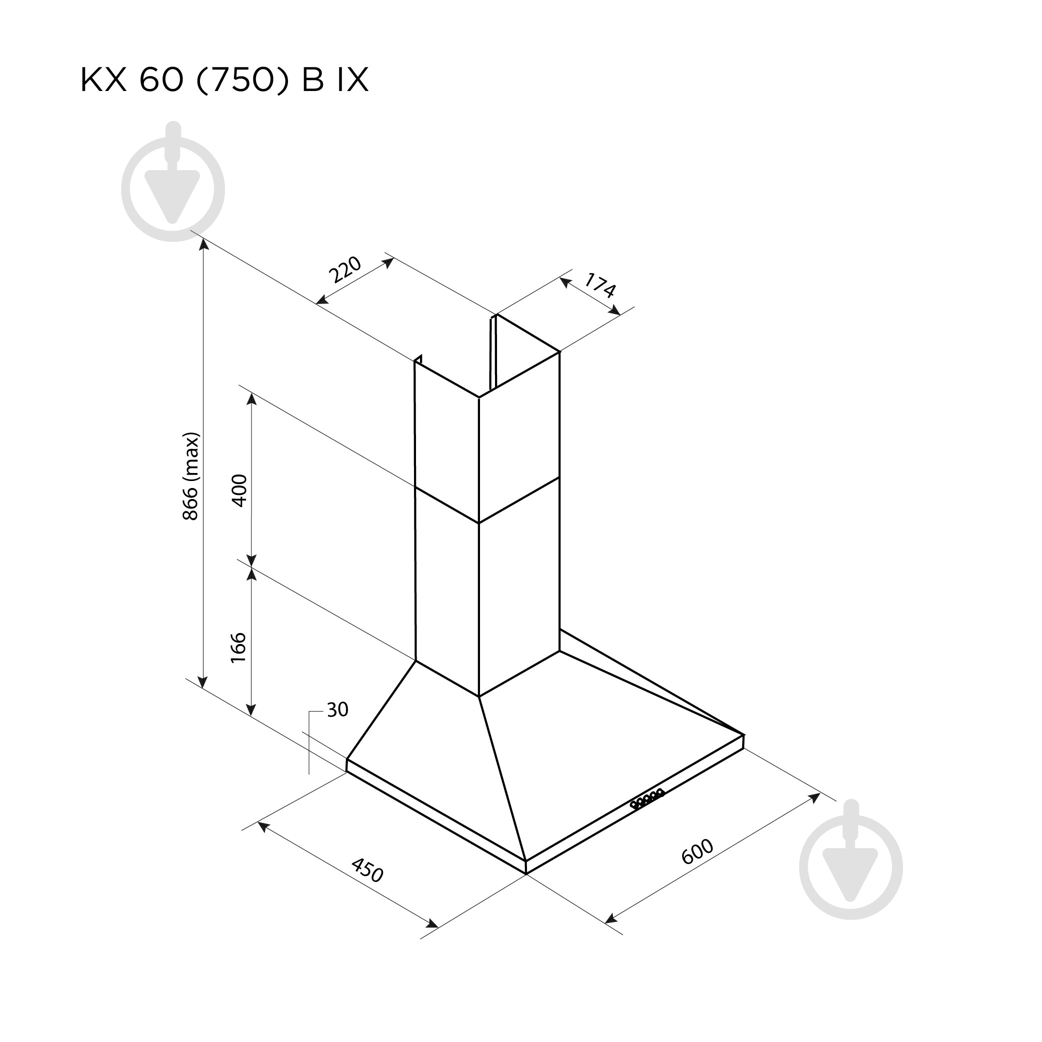 Витяжка Pyramida KX 60 (750) B IX - фото 9
