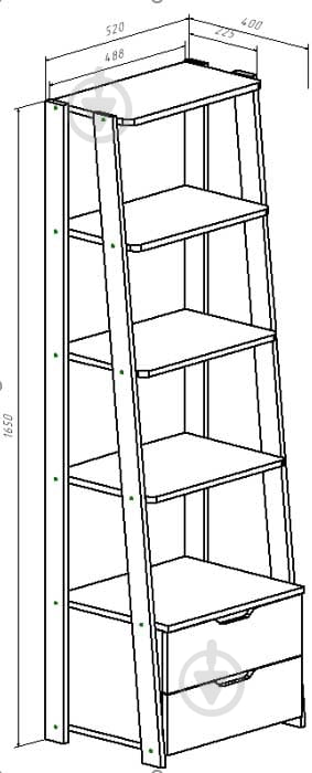 Полка Бордо 520x1650 мм белый/дуб тахо - фото 5