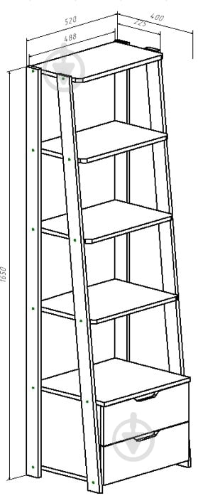 Полка Бордо 520x1650 мм белый/дуб тахо - фото 4