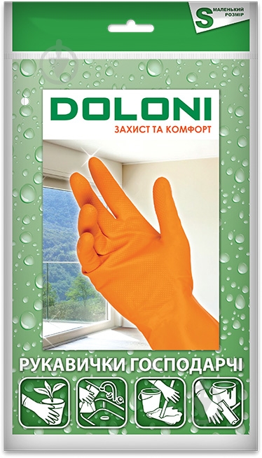 Перчатки Doloni D-Clean хозяйственные с покрытием латекс S (7) 4544 - фото 1