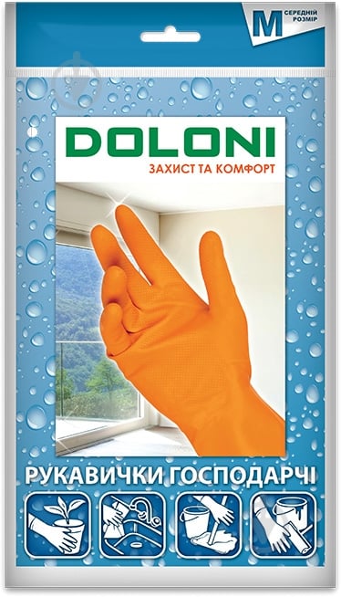 Перчатки Doloni D-Clean хозяйственные с покрытием латекс M (8) 4545 - фото 1