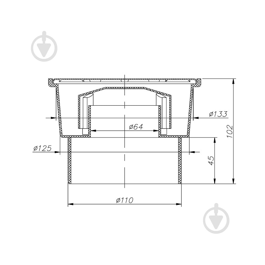 Душевой трап Water House вертикальный D110 150х150 - фото 4