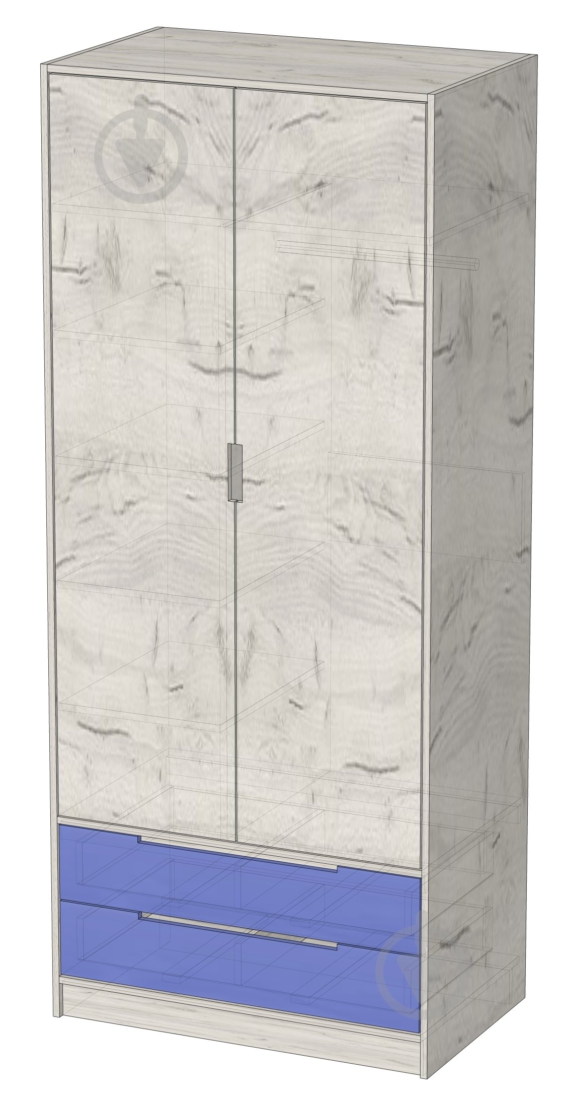 Шкаф для одежды Lion Тетрис 900х430х2000 мм дуб крафт/скай - фото 1