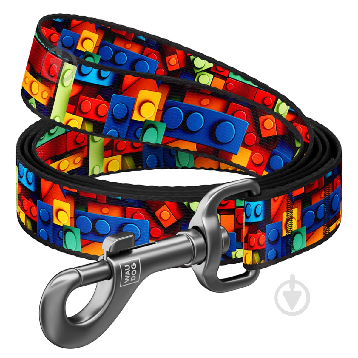 Поводок Waudog Nylon рисунок "Блоки" М Ш20 мм Д122 см - фото 1