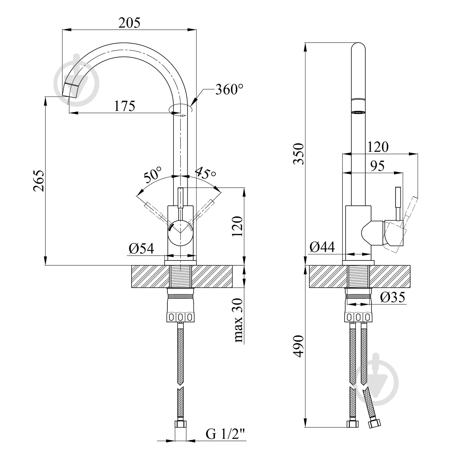 Смеситель для кухни Kroner KRP Edelstahl Klassisch - SCH035 - фото 2 Смеситель для кухни Kroner KRP Edelstahl Klassisch - SCH035 - фото 2