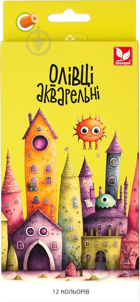 Олівець акварельний Олівці акварельні шестигранні Школярик 12 кольорів з пензликом Школярик - фото 1 Олівець акварельний Олівці акварельні шестигранні Школярик 12 кольорів з пензликом Школярик - фото 1