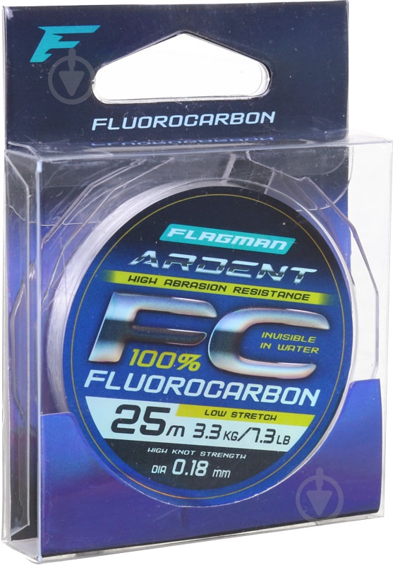 Леска Flagman Ardent Fluorocarbon 25м 0,18мм 3,3кг - фото 2