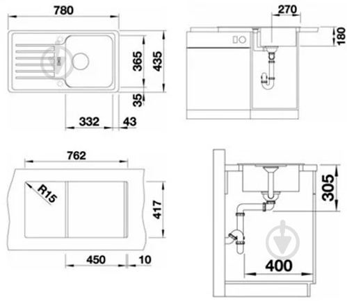 Мийка для кухні Blanco Favos mini - фото 3 Мийка для кухні Blanco Favos mini - фото 3