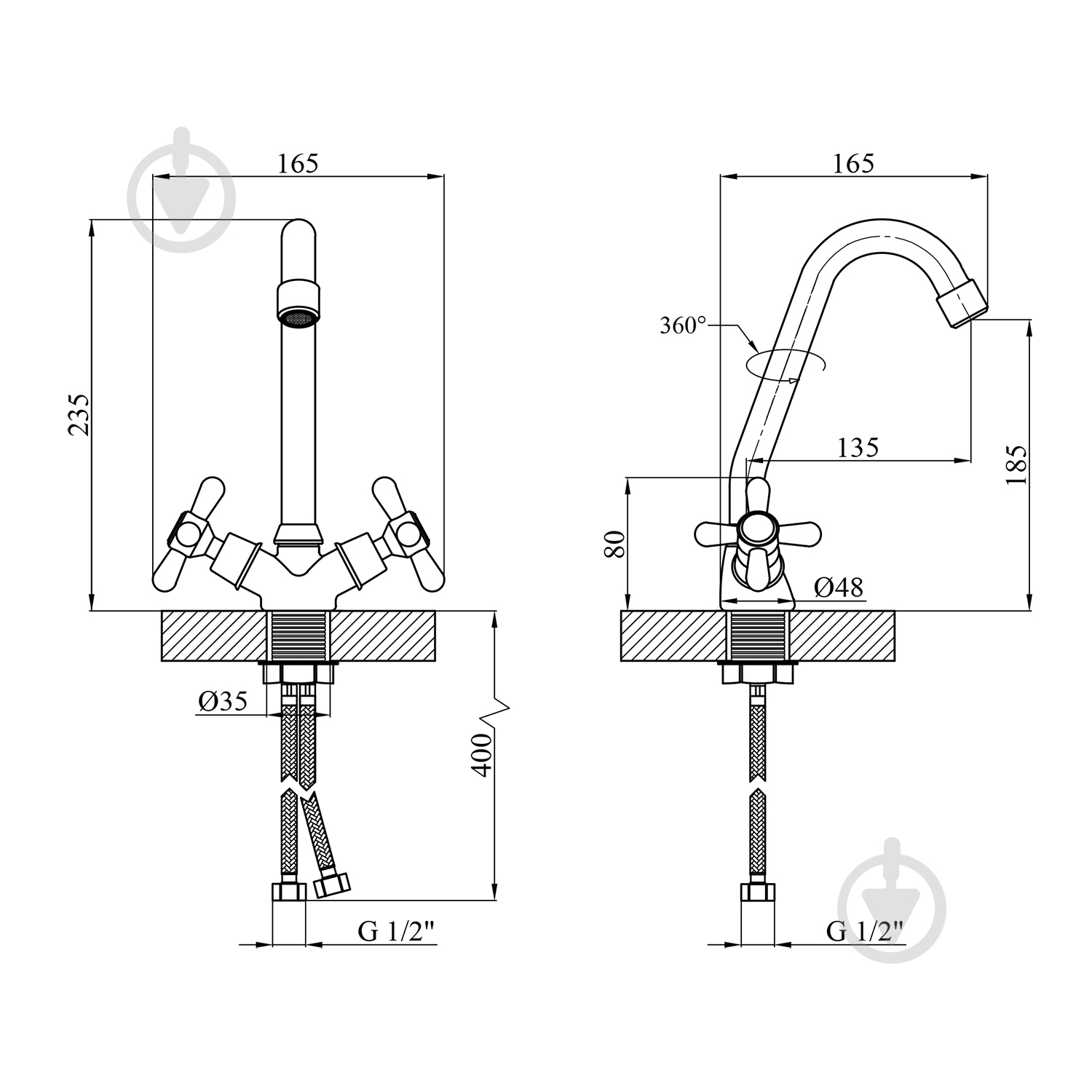 Смеситель для кухни Kroner KRP Royce - C030 - фото 2 Смеситель для кухни Kroner KRP Royce - C030 - фото 2
