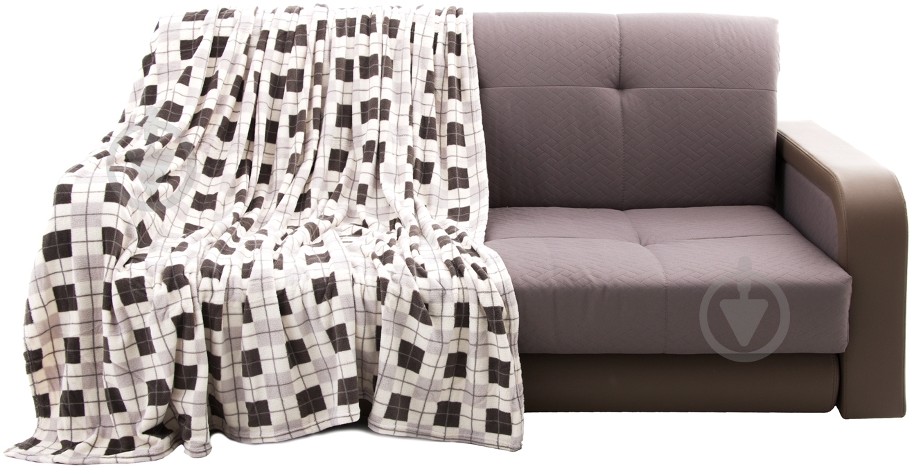 Плед Клетка 200x220 см серый с коричневым UP! (Underprice) - фото 1