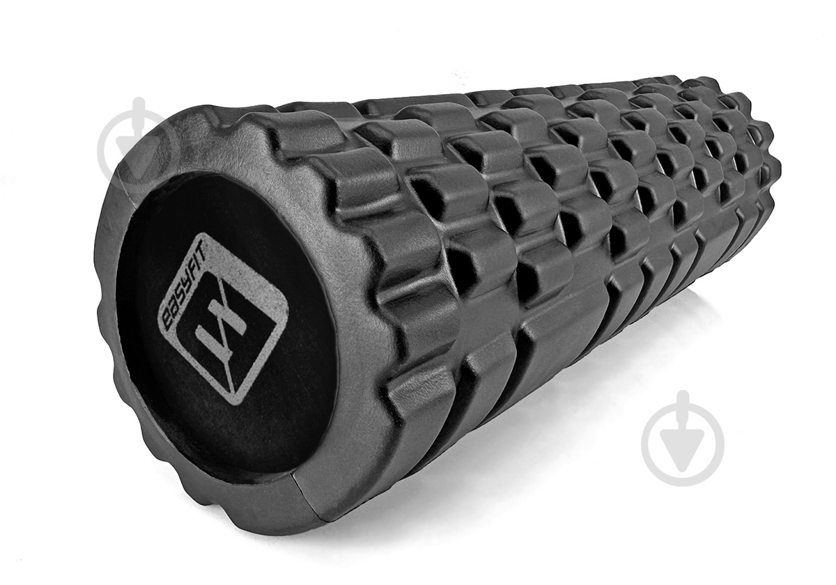 Валик масажний EasyFit Solid Grid Roller Mini 30 см чорний - фото 1