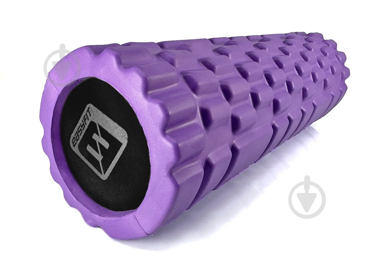Валик массажный EasyFit Solid Grid Roller Mini 30 см фиолетовый - фото 1