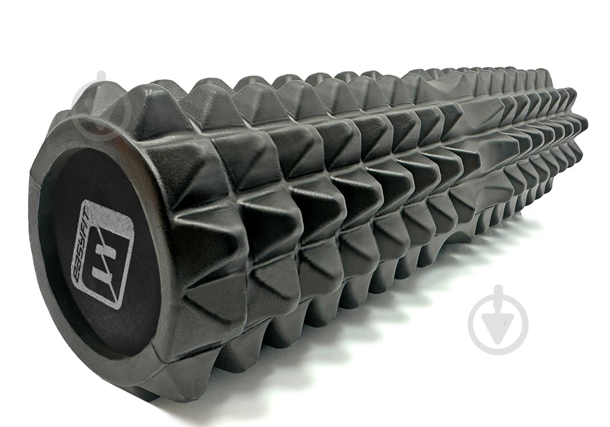 Валик масажний EasyFit Solid Grid Roller 45 см v.2.2s чорний - фото 1