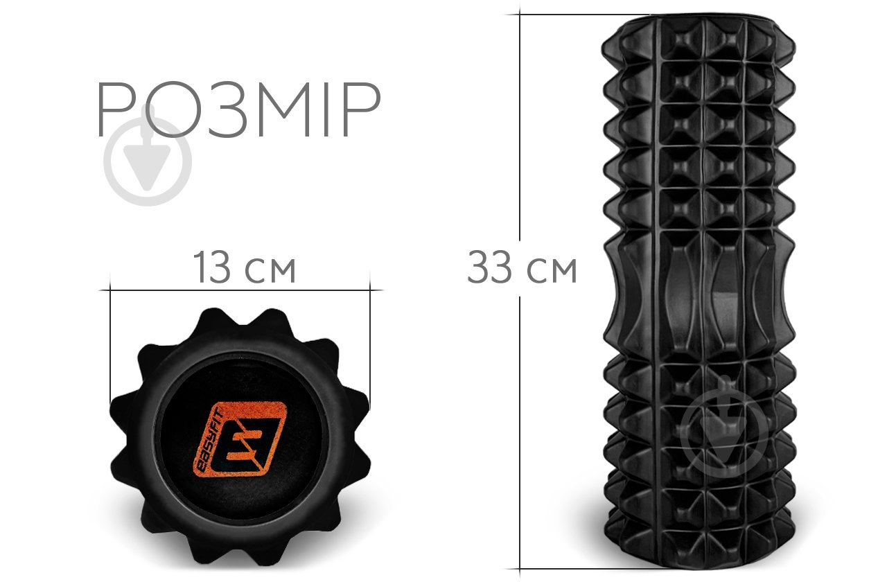 Валик массажный EasyFit Solid Roller v.1.2s 33х13 см черный - фото 2