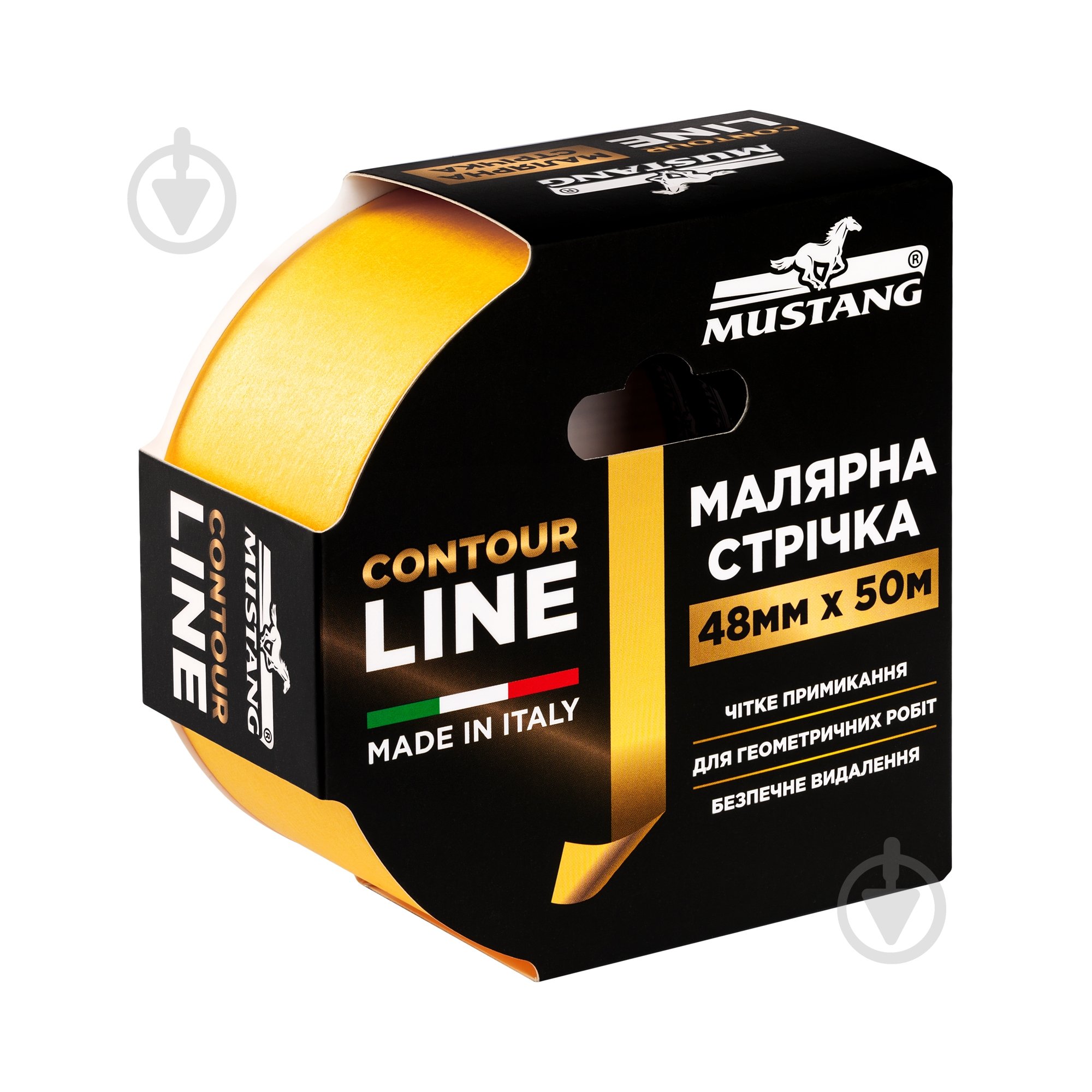 Лента малярная Mustang CONTOUR LINE желтая 48 мм x 50 м - фото 1