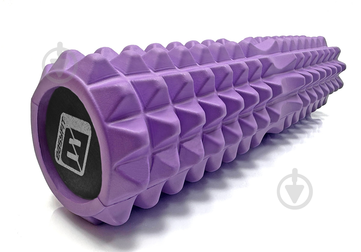 Валик массажный EasyFit Solid Grid Roller 45 см v.2.2s фиолетовый - фото 1