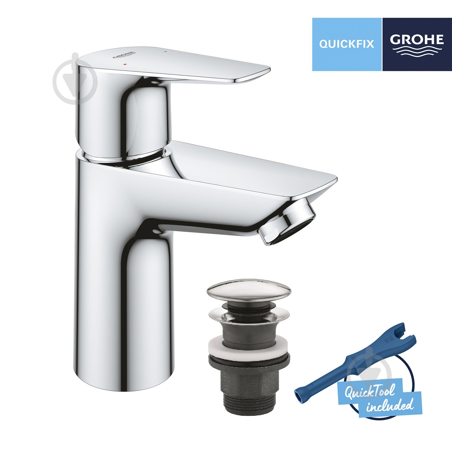 Змішувач для умивальника Grohe QuickFix Start Edge S-Size 23898001 з донним клапаном - фото 3 Змішувач для умивальника Grohe QuickFix Start Edge S-Size 23898001 з донним клапаном - фото 3